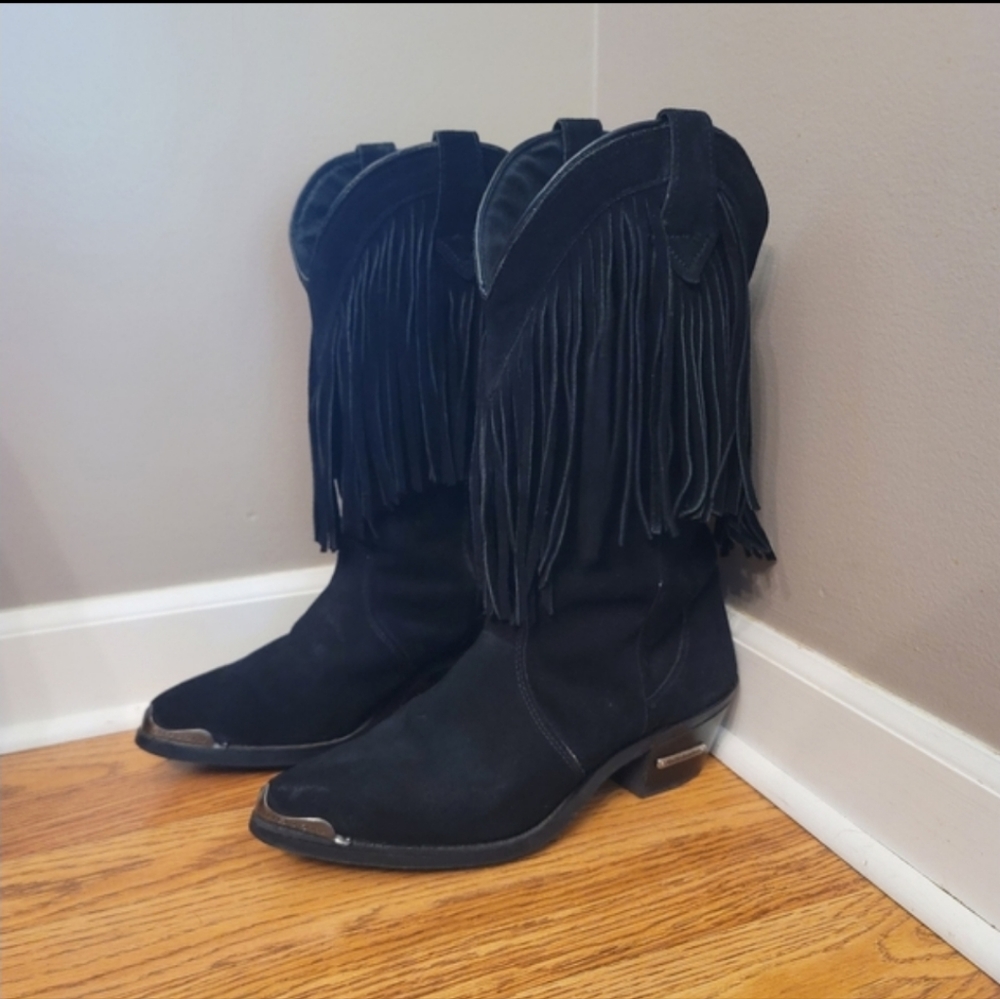 Harley Davidson Leather fringe cowboy boots